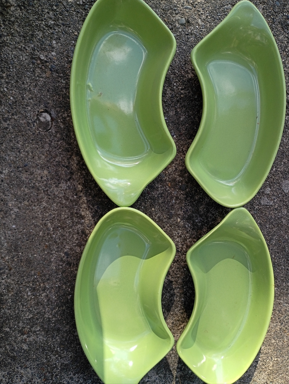 Set of 4 Vintage Green Ceramic Serving Dishes